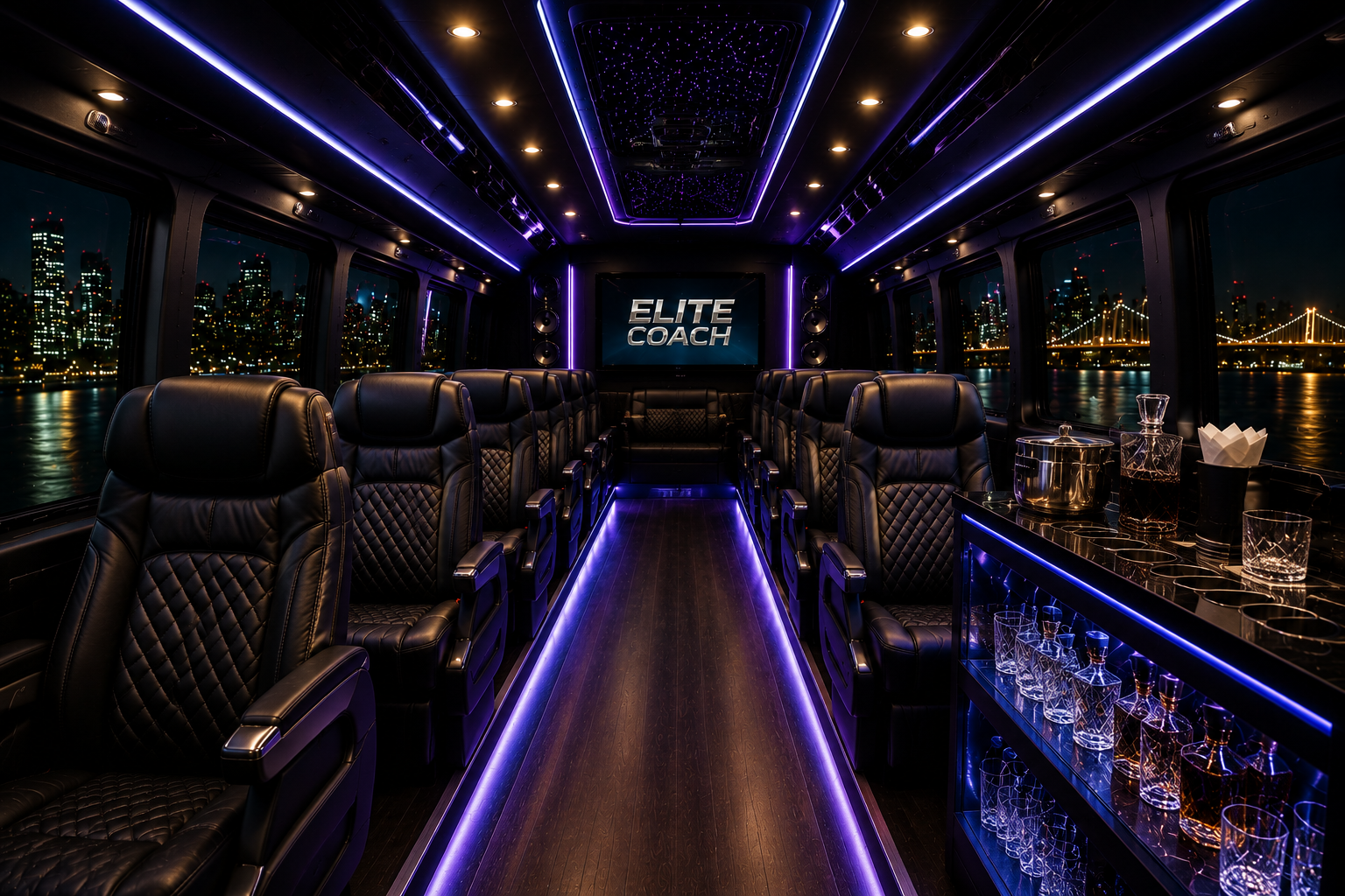 Guests enjoying the luxury coach